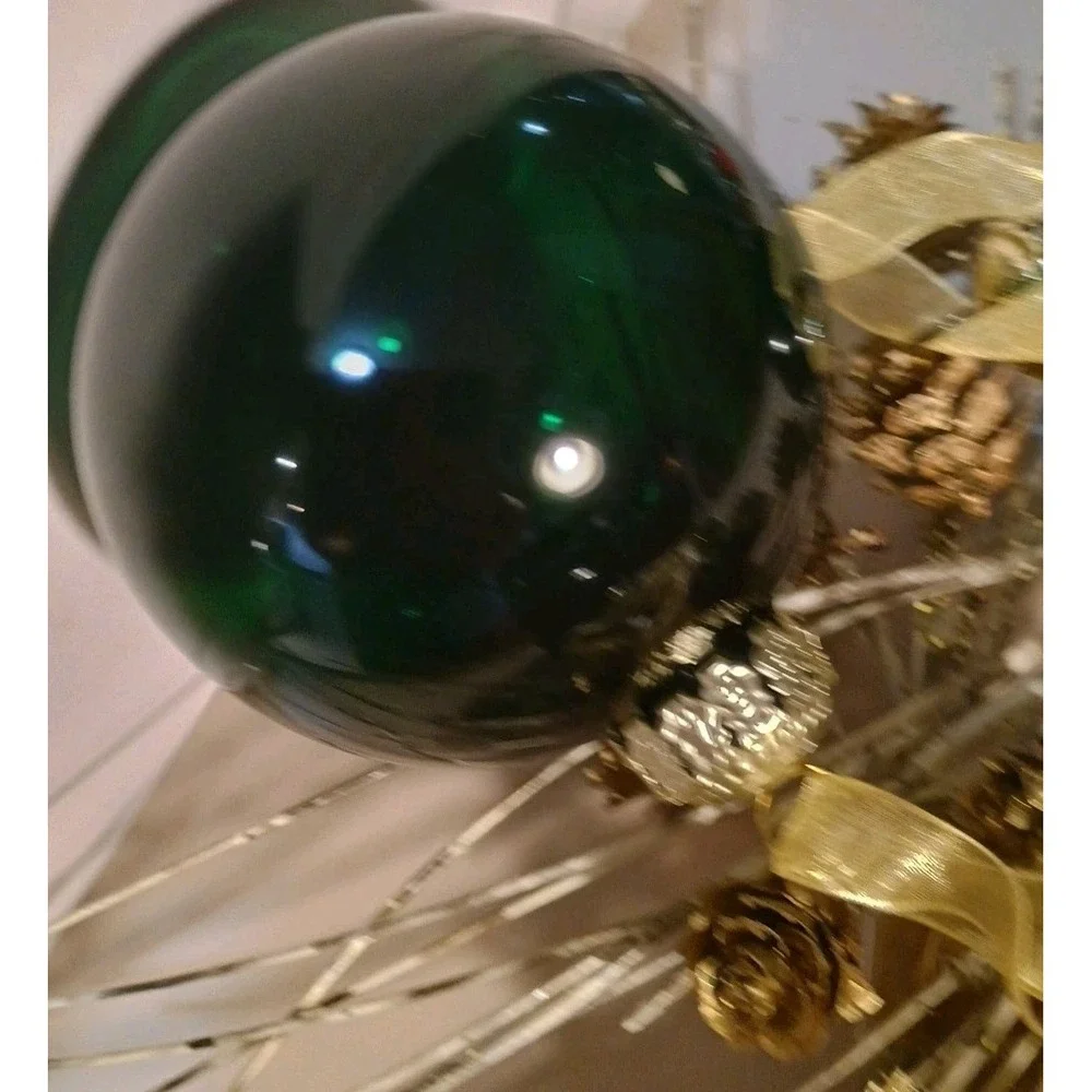 Frontgate Emerald Green Glass Ornaments Christmas Tree 1 Round‎ 2 Teardrop